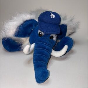 Vintage LA Dodgers Wooly Mammoth blue and white plush animal 12” long Danu